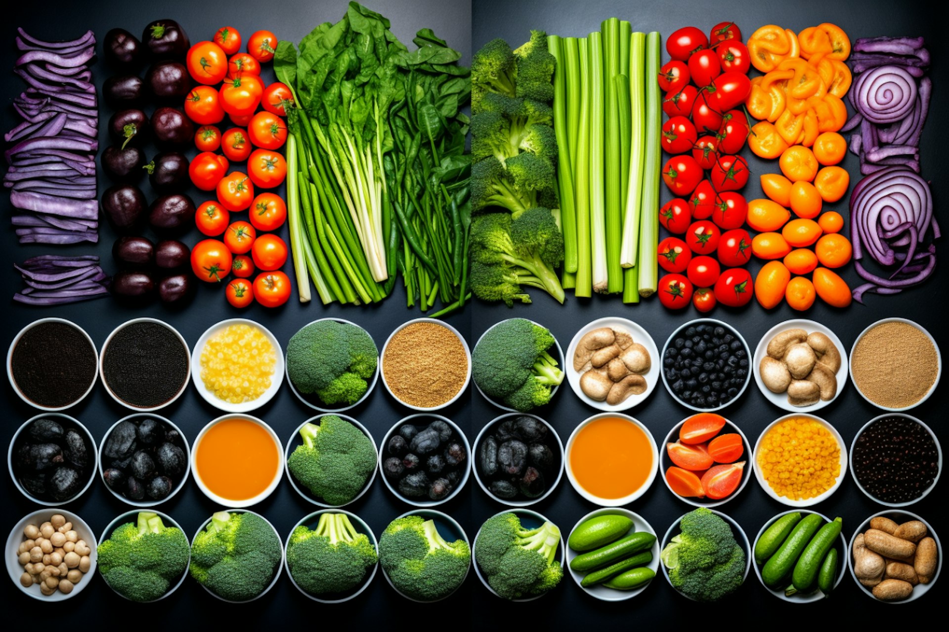 Femme préparant un repas sain avec des légumes frais et fruits rouges avec son fils